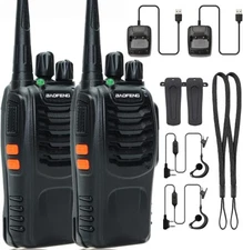 Handheld Long Range Walkie Talkie, 2 Set, Two Way Radio with MIC, 16 Channels
