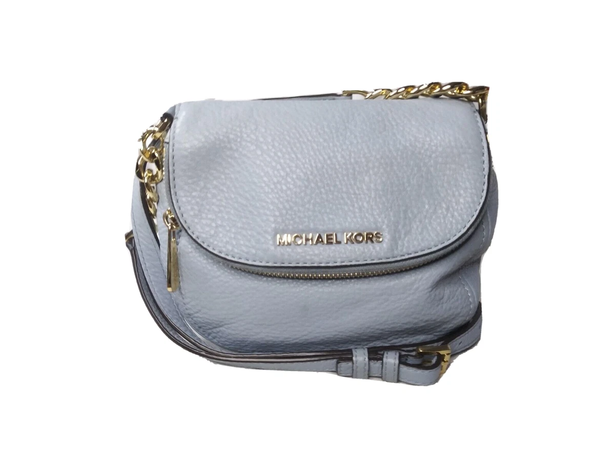 Michael Kors Bedford Pebbled Leather Flap Crossbody Mini Bag Pale French  Blue | eBay