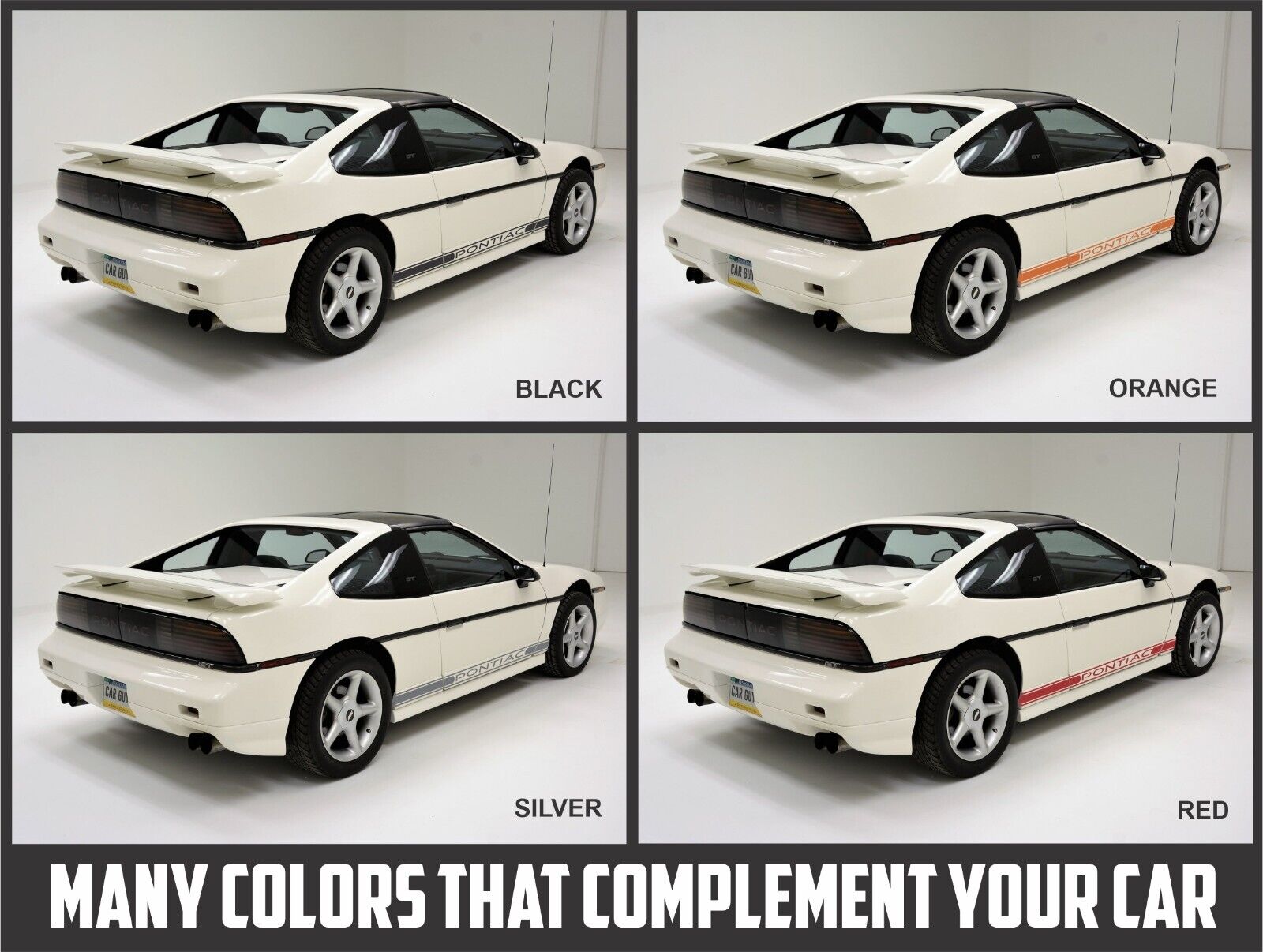 Pontiac Fiero Side Stripes for GT, SE, & Formula Models - FREE FENDER  EMBLEMS