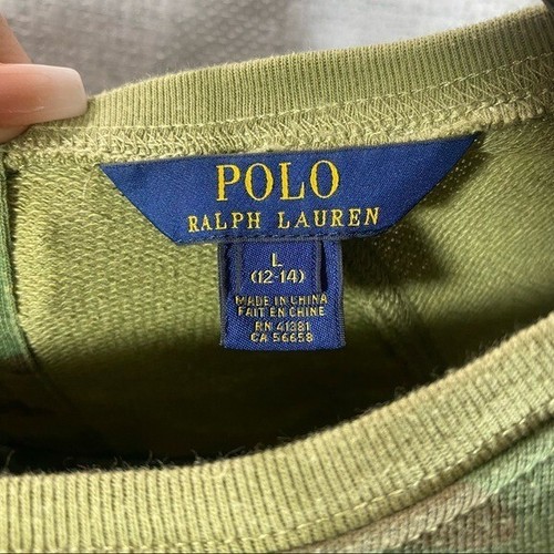 Polo Ralph Lauren camo button back graphic print logo sweater size L - Picture 2 of 8
