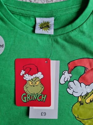 T-shirt Grinch Noël Vert « Définir Coquin » - Taille 9 Ans Garçon, Neuf Sans étiquettes