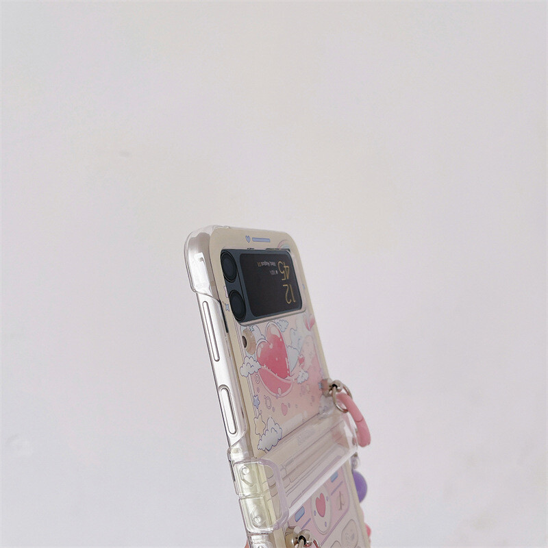 Samsung Z Flip 6 5 4 Foldable Cute Cartoon Chain Pattern Phone Case