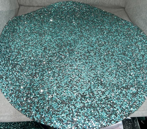 4er Set GLARKLES HOME Leuchtendes Bling Aquablau Strass Tischset Ladegerät