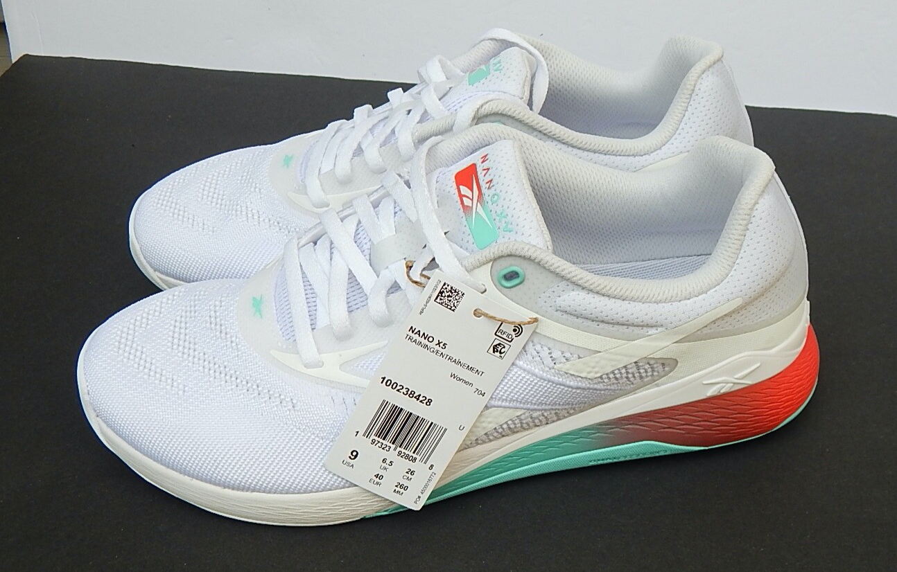 Reebok Women's Nano X5 Training Shoes White Aqua Red Size 9 US New