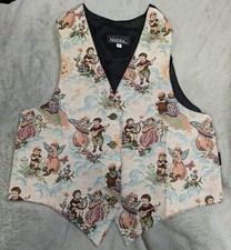 Vintage Nadia Embroidered MUSIC ANGELS Tapestry Women's SM Grandmacore Vest NEW