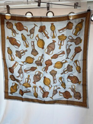 Scarf / Shawl / Wrap 100% Acetate Twill Made in Italy Gold water jugs / pitchers