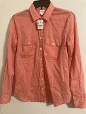 J.Crew Women’s Shirt Small Peach Button Up Long Sleeve Roll Tab 2993