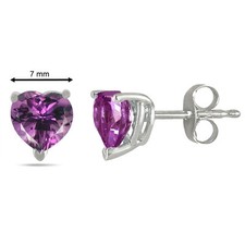 7MM Heart Shape Amethyst Earrings in Sterling Silver