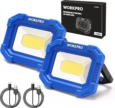 WORKPRO LED Work Light Rechargeable Magnetic with Stand 2 Pack 4Modes 2000LM COB