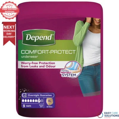 Depend Comfort Protect Incontinence Pants for Women - Extra Large - Pack of 9