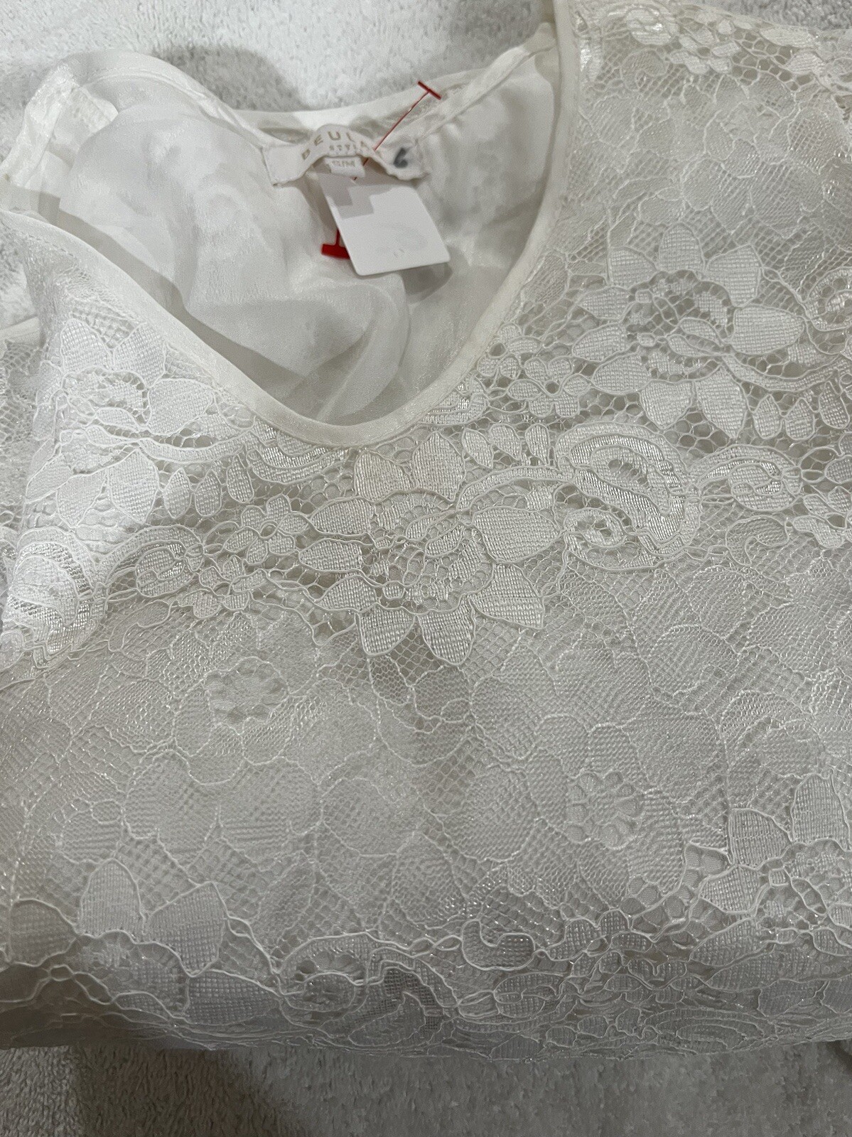 Beulah White Lace Long Sleeve Layered Blouse Size S/M