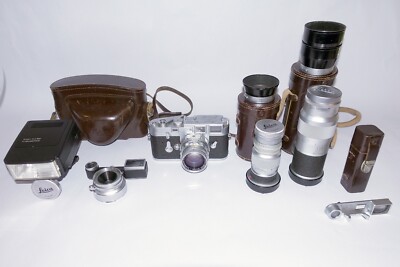 Leica M3 35mm Rangefinder Film Camera with 35mm 50 mm 90mm 125mm Lenses 