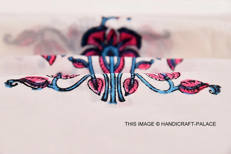 Ethnic Hand block Running Loose Indian New 3 Yard Cotton Fabrics Printed Decor - Image 4 of 4