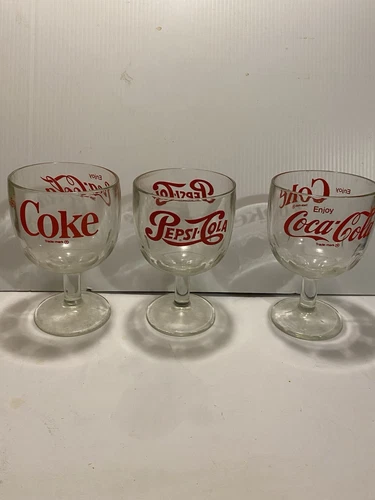 Vintage Coke  And Pepsi Cola Glasses