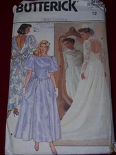 💐 BUTTERICK #3616-LADIES BRIDAL & BRIDESMAID GOWN w/DEEP "V" BACK PATTERN 12 FF