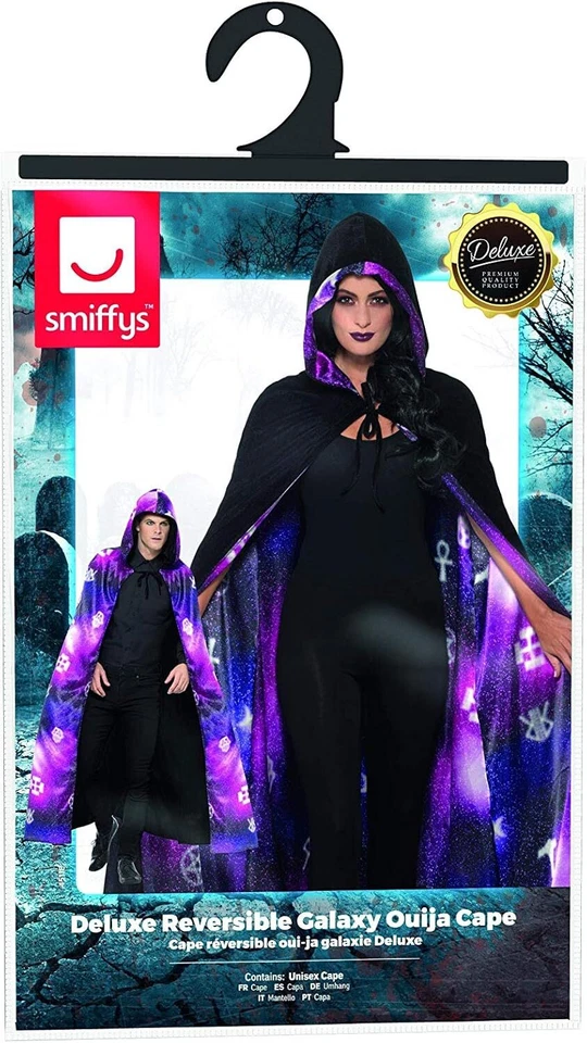 Capa Smiffys 45118 Deluxe Reversible Galaxy Ouija, Negra y Púrpura, Talla Única Foto 3 de 3