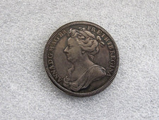 1702 Queen Anne Coronation Silver Medal 35 mm By John Croker  High Grade