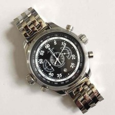 Montre aéromatique vintage 48 mm boîtier en cristal poli bombé bracelet miroir