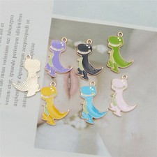 12PCS Enamel Plated Mixed Colors Cartoon Dinosaur Kid Charms Pendant DIY Making