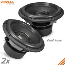2x PRV 12" Car Subwoofer 2000 Watts Dual 4 Ohm RS12-SUBD4 High Excursion - PAIR