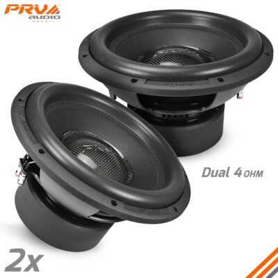 2x PRV 12'' Car Subwoofer 2000 Watts Dual 4 Ohm RS12-SUBD4 High Excursion - PAIR