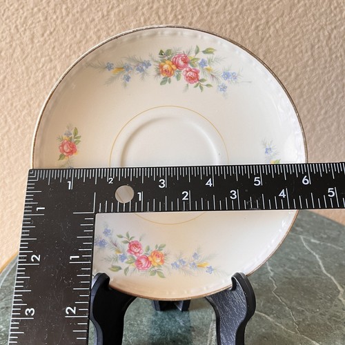 Vintage Homer Laughlin Eggshell Nautilus Sugar Bowl + Georgian Floral Saucer Lot - Picture 7 of 15