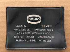 Vintage CLEM'S SOHIO SERVICE Vinyl Card Holder S. Erie St Massillon Ohio Station