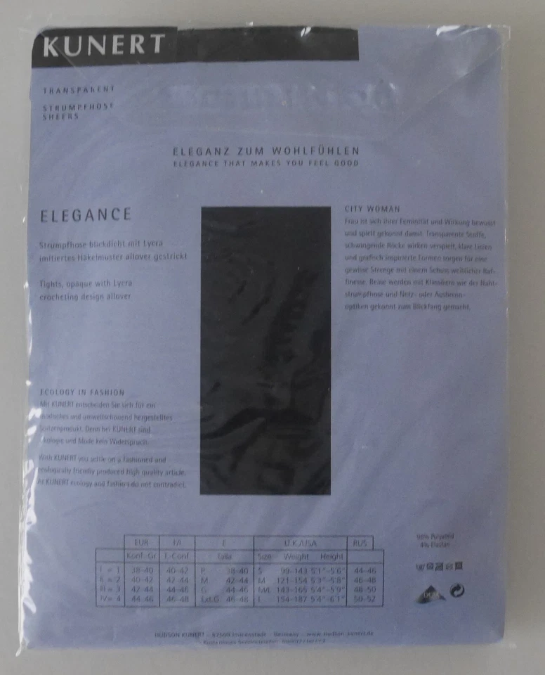 Nuevo y EMBALAJE ORIGINAL: ¡Mallas Kunert Elegance opacas! Talla 44-46 o L! Negro Foto 2 de 2