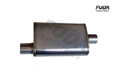 Universal Oval Muffler, 3.0" Inlet Offset/3.0" Outlet Center Exhaust 409S