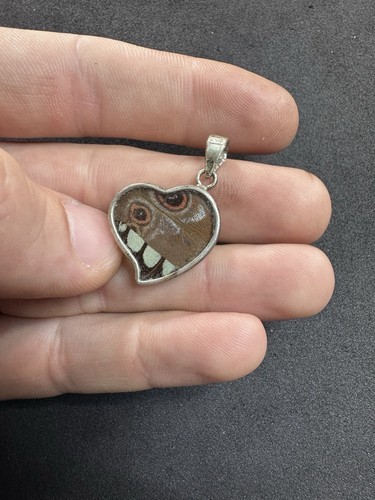 2.5g Vintage Sterling Silver 950 Butterfly Wing Heart Pendant Jewelry lot K - Picture 4 of 9