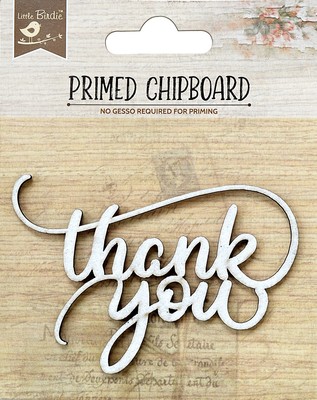 Little Birdie Laser Cut Primed Chipboard 1/Pkg-Thank You 1PCBD299-82899
