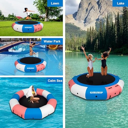 Inflatable Water Trampoline, 8/10/12/15FT Floating Lake 10FT blue-pink-white - Picture 7 of 7