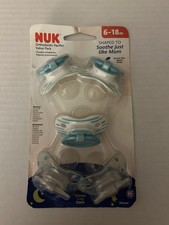 NUK 5 Pack ORTHODONTIC PACIFIERS 6-18 Months GLOW IN THE DARK BP1