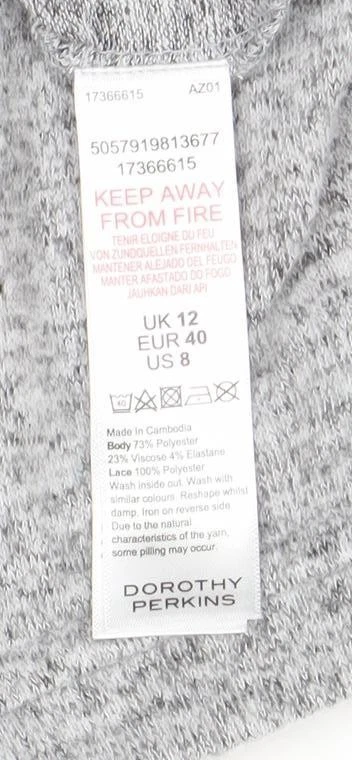 Dorothy Perkins Women’s Grey Long Sleeve Lace Pullover Jumper Size 12 - Image 4 of 4