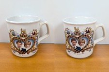Pair of Vintage 1981 Royal Wedding Mugs - Prince Charles & Lady Diana Spencer