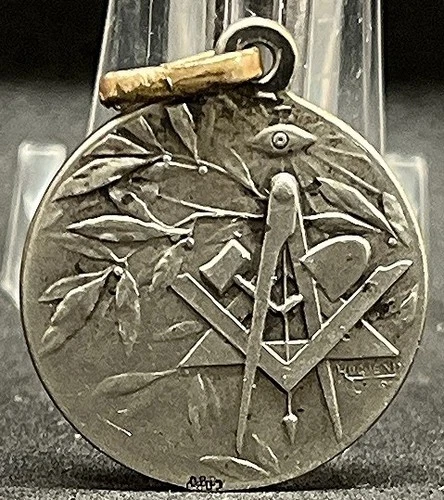 1927 Signed Huguenin Antique Masonic Complete Symbolism beauty & elegant, Silver