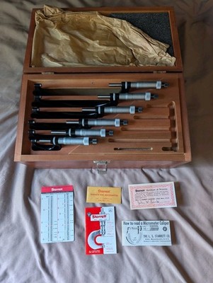 Vintage Starrett No. 436 Outside Micrometer Set 0-6'' With Box No Standards