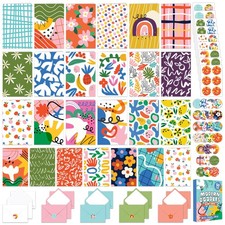 Decorably 50 Pack 4x6in Textured Modern Doodle Colorful Blank Cards and Envel...