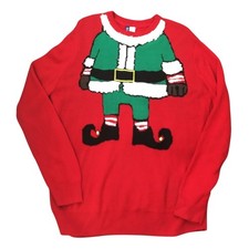 H M Men  s Ugly Elf Christmas Sweater Size Medium