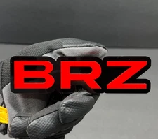 (2PC) "BRZ" JDM Emblems RED 3D Acrylic Fender/Grill/Tailgate Badges Racing