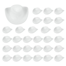 Mini Cowboy Hat, Plastic White Mini Cowboy Hats for Crafts 30 Pcs