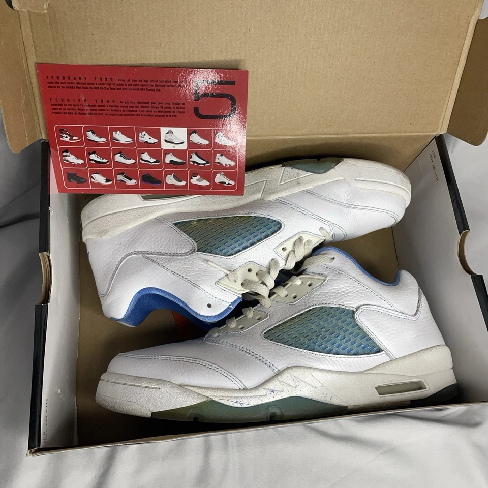 Air Jordan (W) 5 Retro Bajo 11 Azul Universitario 2006 Caja Original Como Está Suela Desmoronada Foto 2 de 4