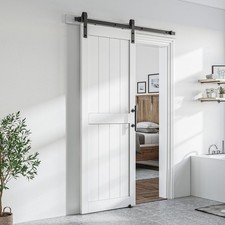 SmartStandard 30 x 80 inch White Sliding MDF Barn Door with 5FT