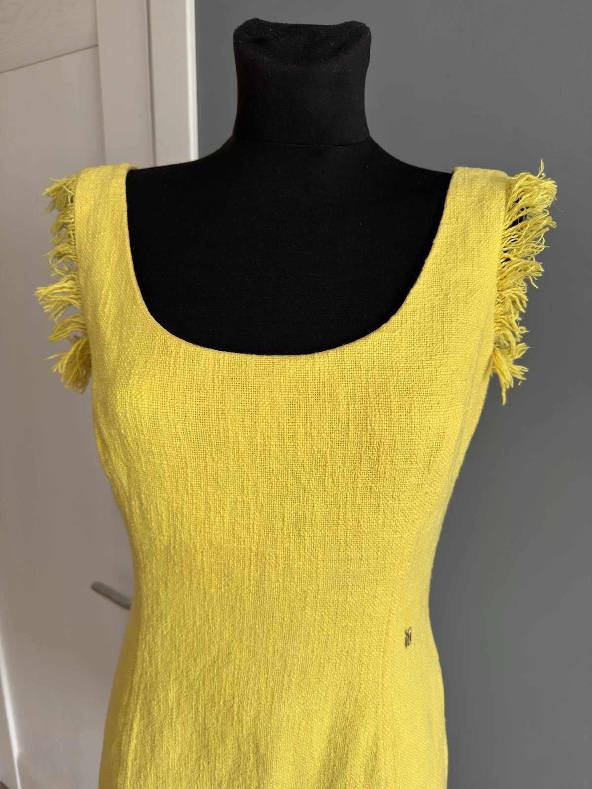Abito Versace giallo tweed cotone taglia 48