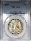 1937 Walking Liberty Half Dollar PCGS MS65 Toned Gem Quality 50C