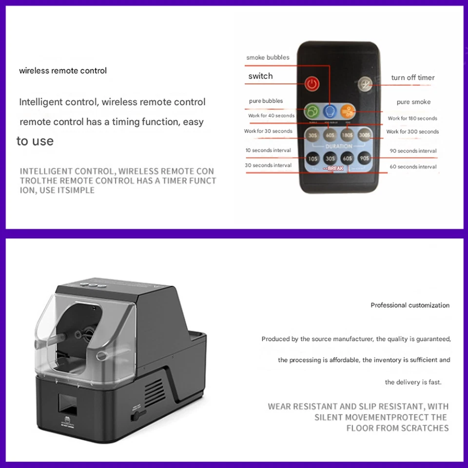 3-in-1 Fog Bubble Machine Bubble Fog Machine 400W Remote Smoke Machine Halloween - Image 2 of 4