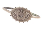 925 Sterling Silver Vintage Bracelet Antique Floral Carved Horseshoe  BT10464