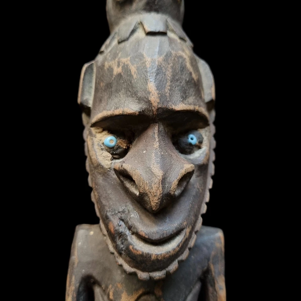 Figura Espíritu Hombre Pájaro Papúa Nueva Guinea y Estatua Ancestro Keram Río Ramu 10" Foto 3 de 4