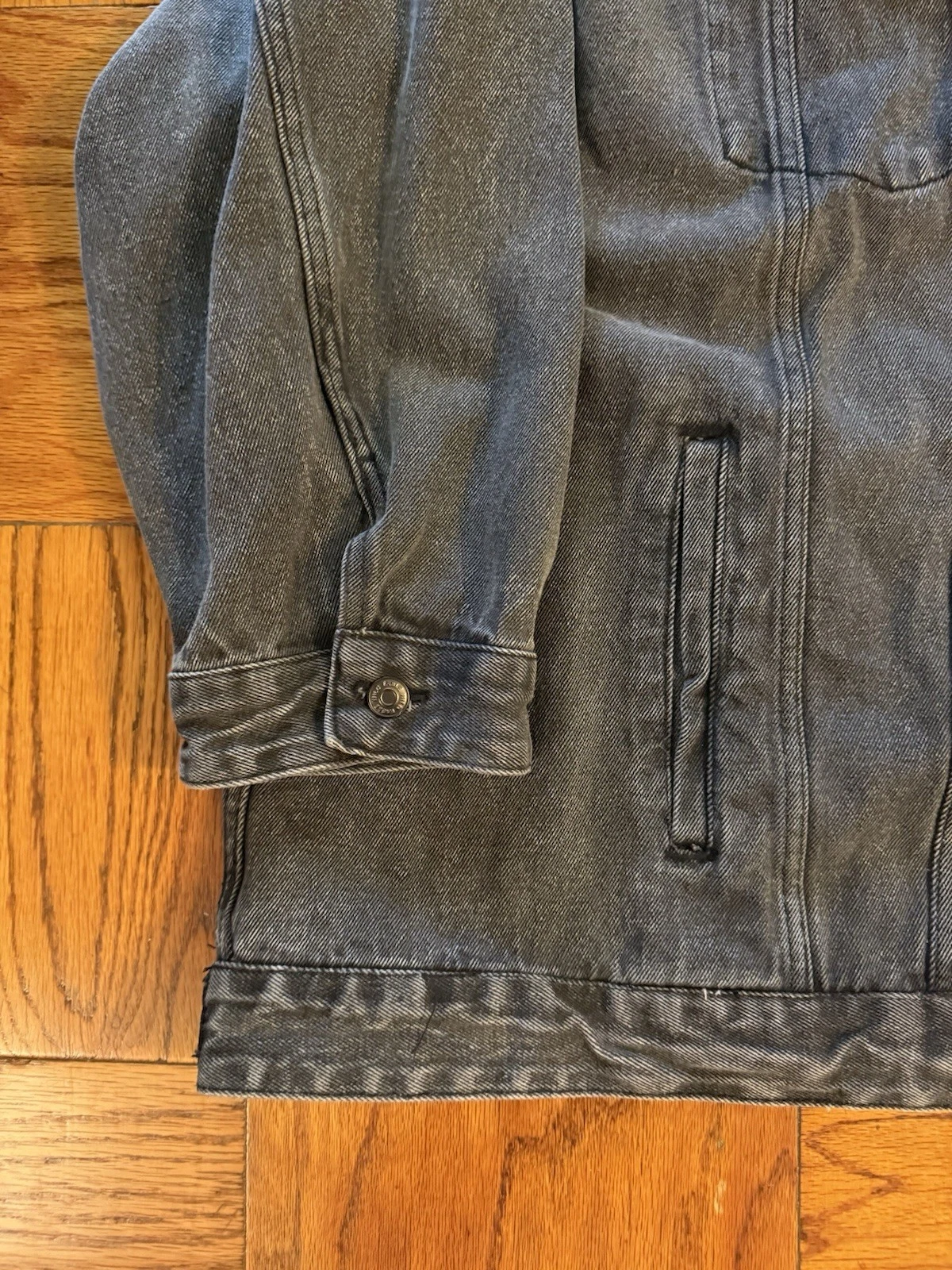 Wild Fable Unisex Oversized Black Denim Trucker Jacket 2X Cotton - product detail image 3