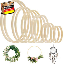 Holzringe Set 12 Stück für Basteln Makramee Traumfänger Hochzeitsdeko 6 Größen